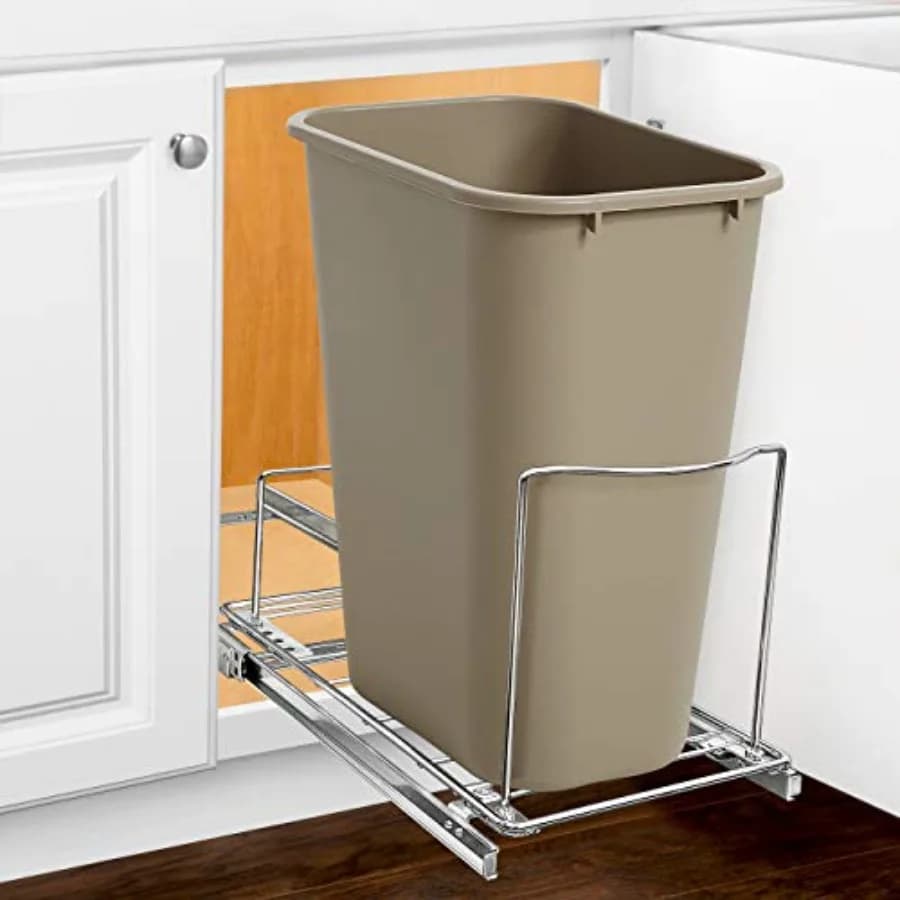 ® Cestino Estraibile Scorrevole per Cucina o Sottolavello, Organizzatore per Armadietto, Contenitore Resistente (Cestino Non Incluso)