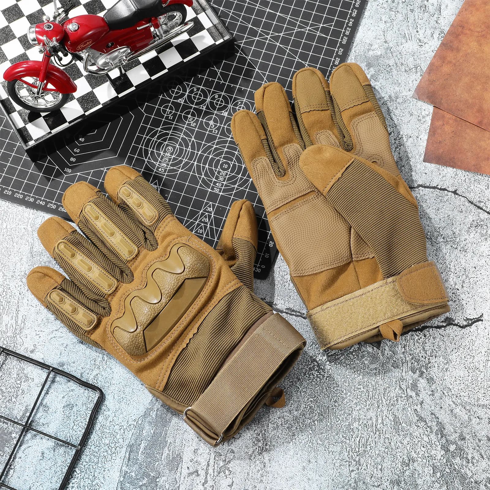 1 Pair Gloves For Men Xl: Style Motorcycle Riding Gear Breathable Full Finger Cycling Impact Resistant Outdoor