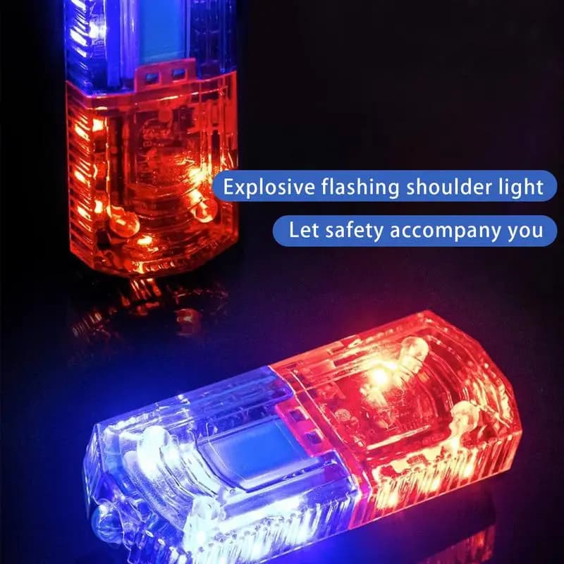 Spia a spalla a LED rossa blu Ricarica USB con clip in acciaio inossidabile Sicurezza di guida Pattuglia Allarme Segnale flash Lampada stroboscopica