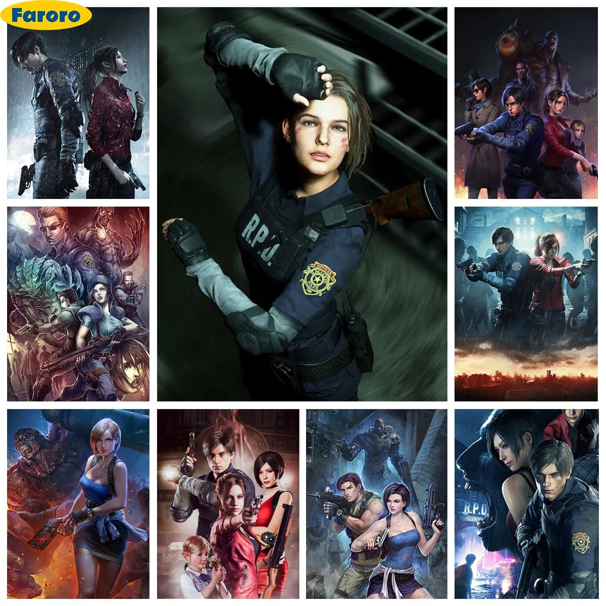 R-Resident Evil 5D Diamond Painting Kit Horror Game Poster Diy Diamond Embroidery Cross Stitch Painted Home Wall Decor Hand Gift