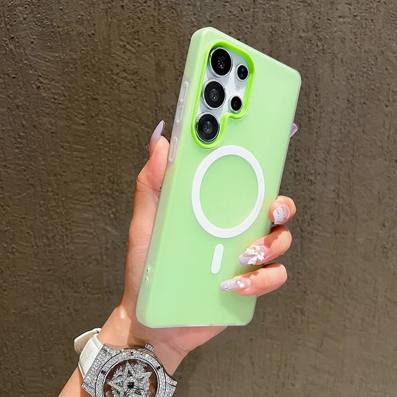 Cover per Telefono in Silicone TPU Magnetico Colorato per Samsung Galaxy S26 S24 S25 Ultra S23 Plus FE Compatibile con Ricarica Wireless Magsafe