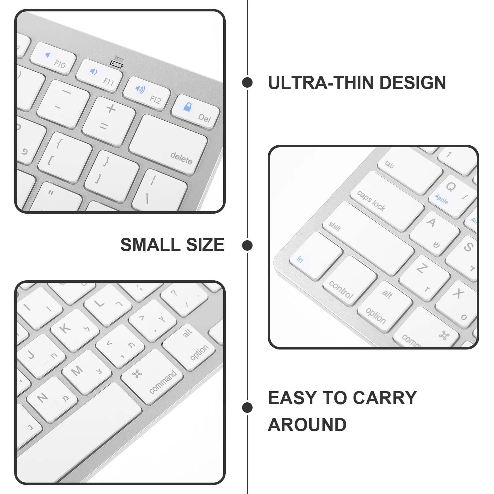 Tastiera wireless ebraica X5 bianca ultra sottile a grandezza naturale Tastiere per computer desktop portatili a basso rumore Membrana silenziosa