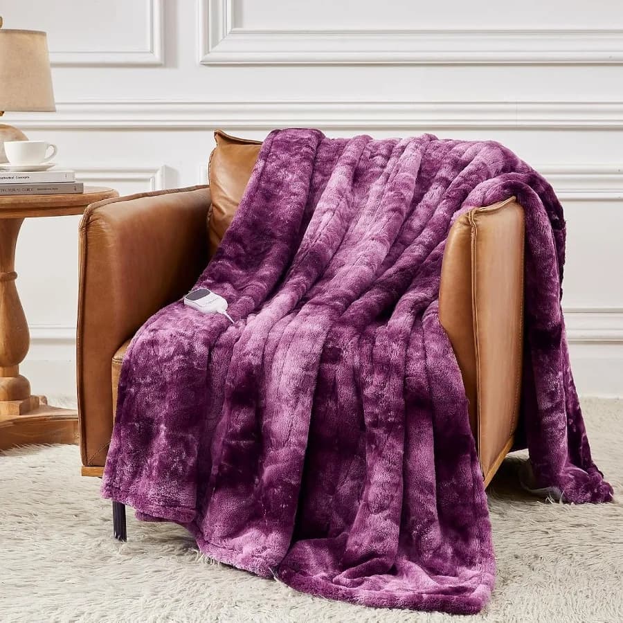 Electric Heated Blanket Twin Size - 62"x84" Heating Blanket Twin Size 1/2/4/6/8 Hours Auto-Off 10 Heat Level Over-Heat Protecti