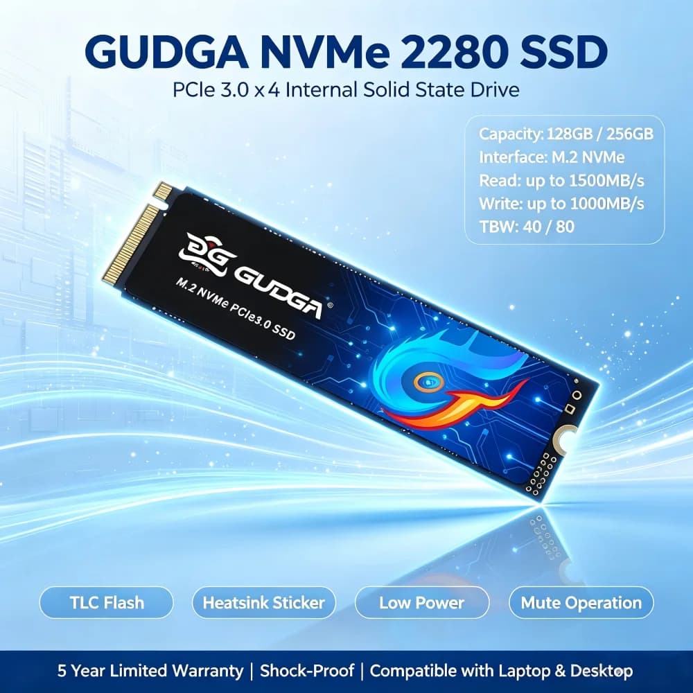 GUDGA M.2 NVMe SSD PCIe 3.0 x4 2280 M Key High Speed Internal Solid State Drive 128GB 256GB 512GB 1TB Fast Boot For Laptop