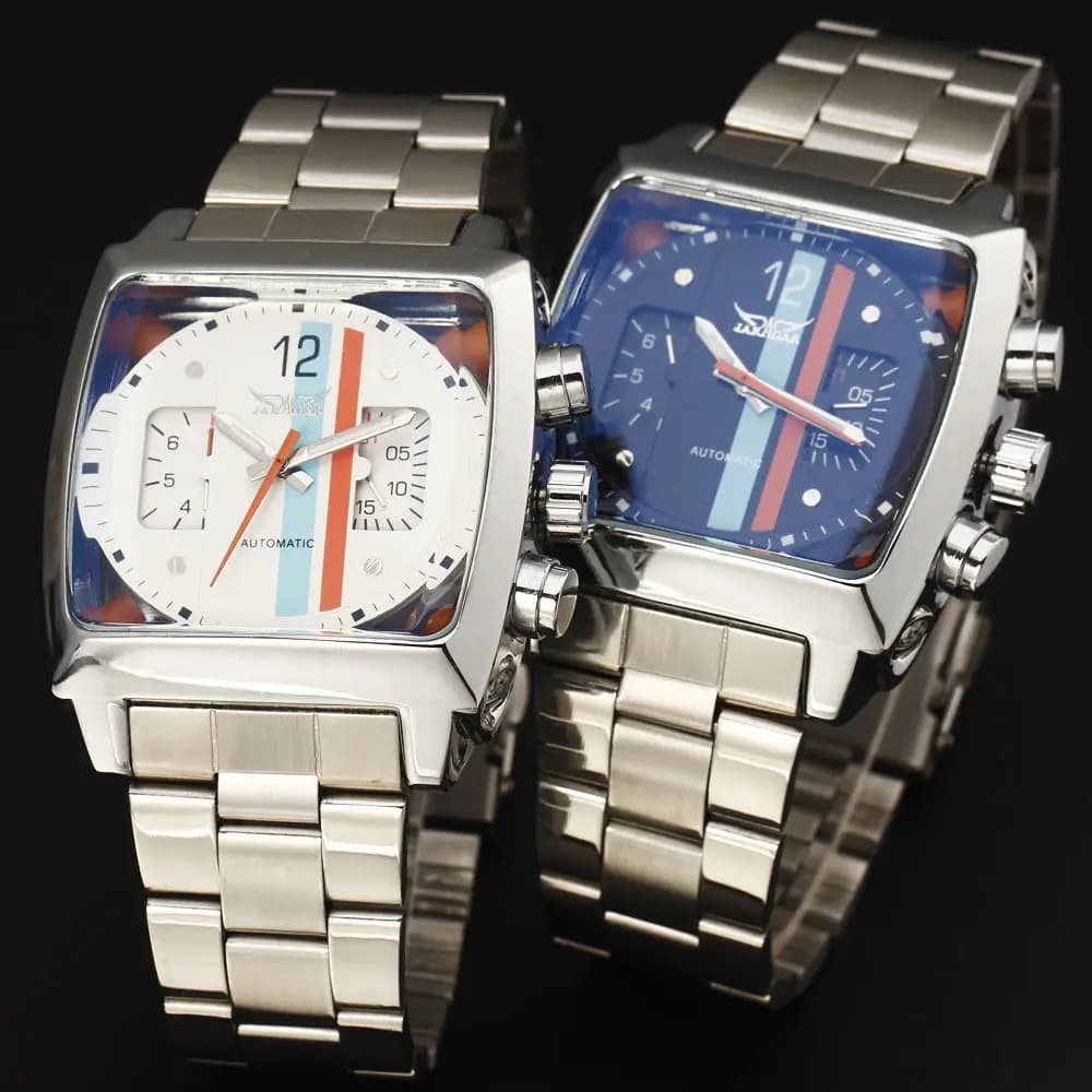Multi-Function with Date Week Automatic Mechanical Steel Band Square Men's Watch