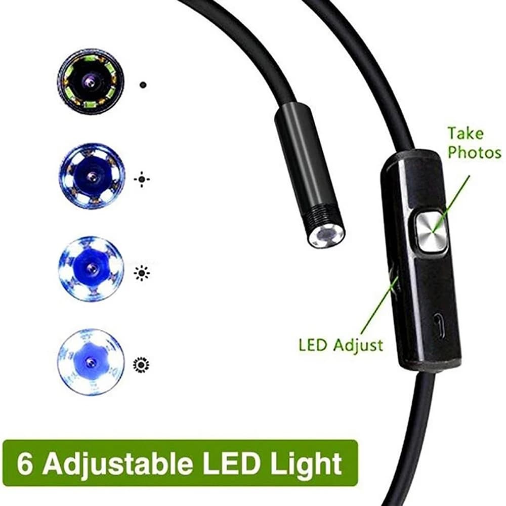 Telecamera per endoscopio per telefono cellulare Mini endoscopio USB con cavo morbido con 6 luci a LED 7mm 3 in 1 TYPE-C impermeabile per Android