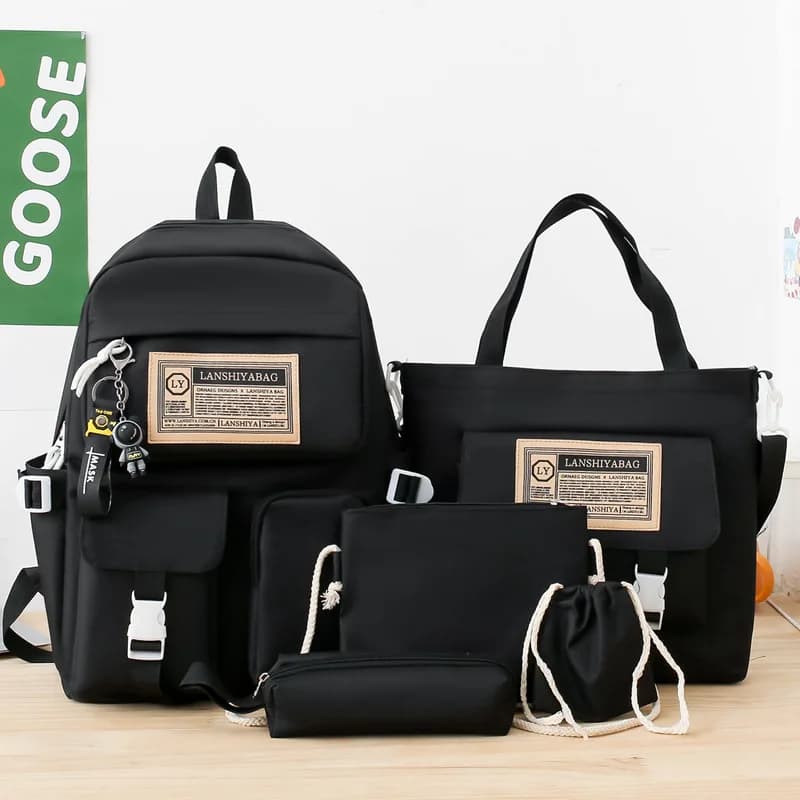 5 pz/set zaino semplice zaino da viaggio di grande capacità borsa da scuola per studenti delle scuole medie per studenti delle scuole superiori