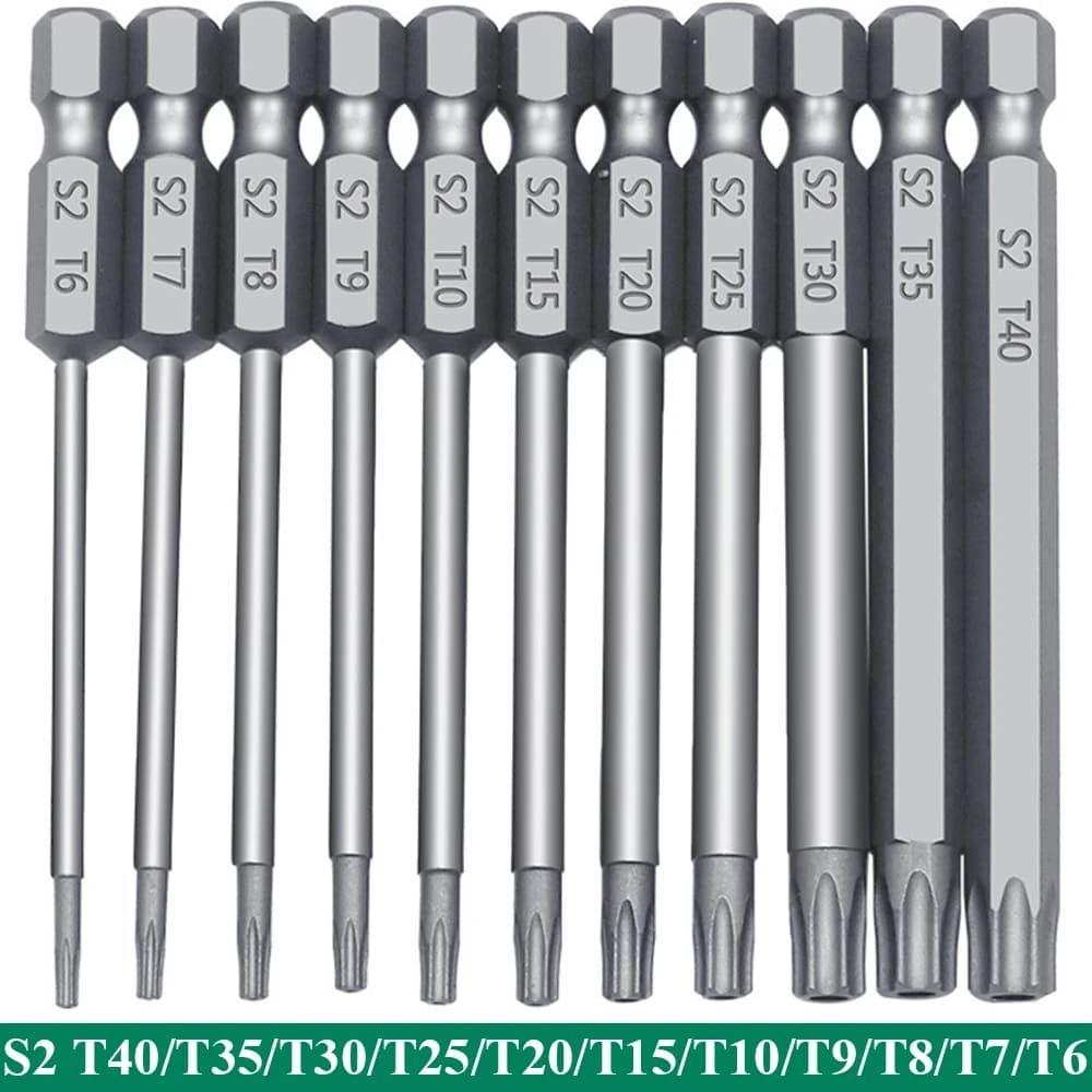 11 PCS Torx Security Bit Set S2 Steel Magnetic Security Screwdriver Set 50/100mm Star Screwdriver Set for Shark Vacuum T6-T40