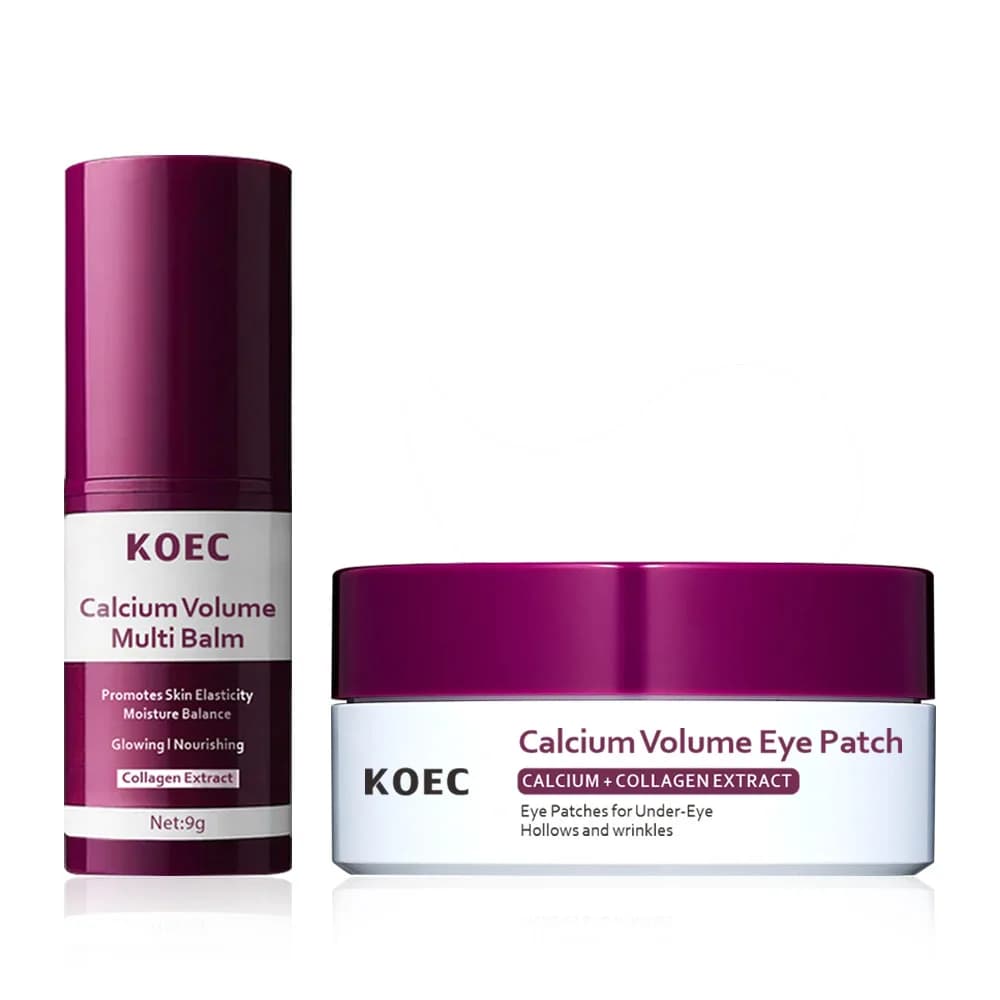 KOEC Calcium & Collagen Eye Revive Duo, multi-balm volume + patches, moisturizes and lifts for fat and youthful eyes