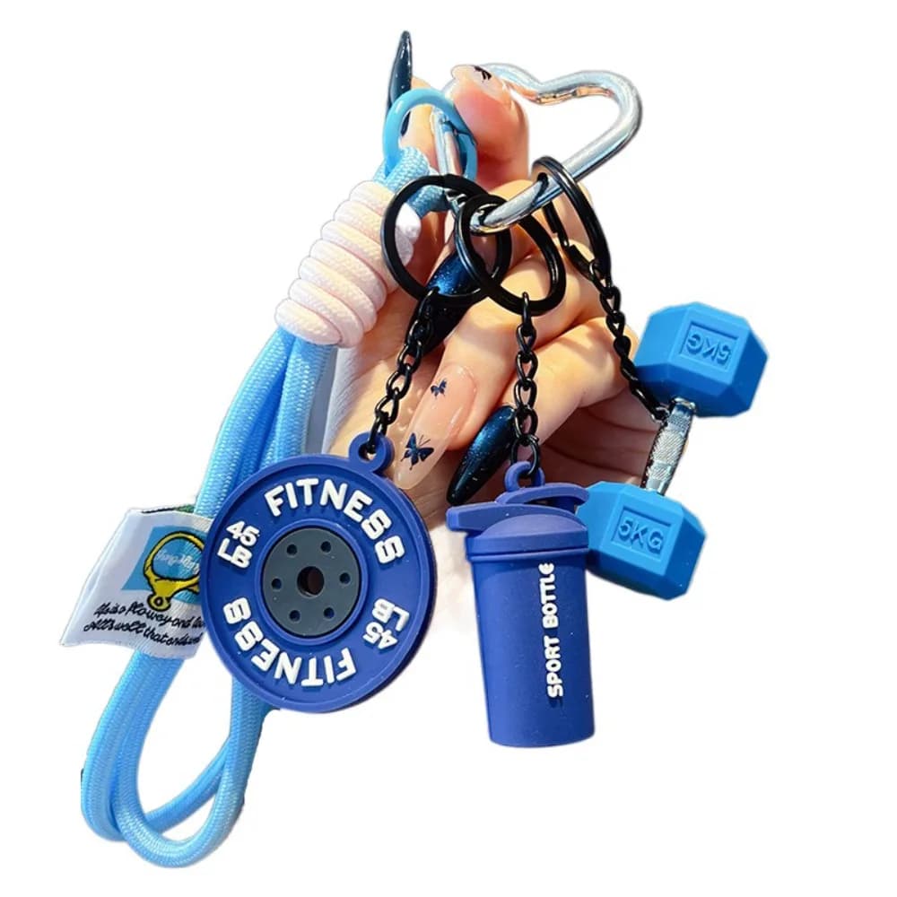 Portachiavi con piastre per bilanciere a forma di cuore, kettlebell e manubri creativi, ciondolo mini serie fitness di tendenza