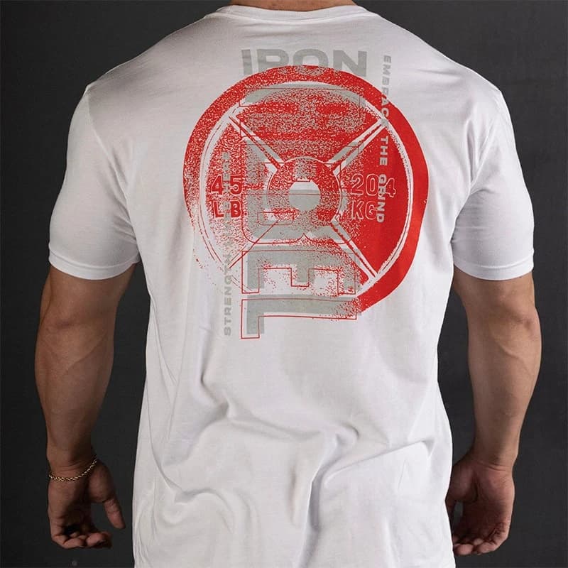 Gym Weight Plate Graphic T-Shirt, Powerlifting Bodybuilding Workout Streetwear, 100% Cotton Oversized Tee for Men Fitness Lovers