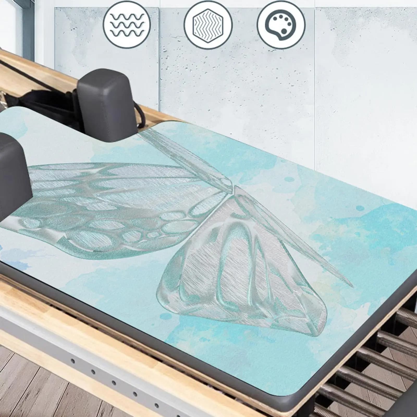 Anti-slip Pilates Reformer Mat, Scamosciata Rubber Yoga Mat, Light Pillow for Pilates Reformer, Ideal for Travel, Balance Training and Workout