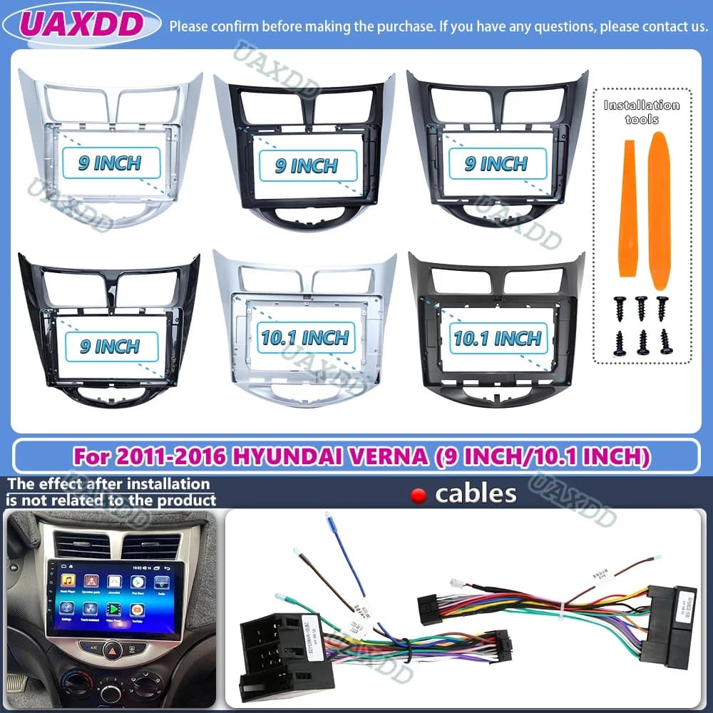 2 Din 9 10.1 pollici Autoradio DVD GPS Mp5 Telaio del pannello fasciale in plastica per Hyundai Verna I25 Solaris Accent 2011-2016 Dash Mount Kit