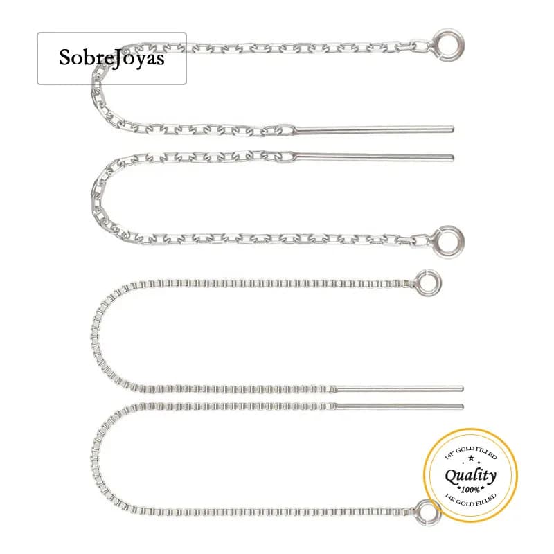 Componenti per orecchini con infila in argento sterling 925 Catena per cavi CC da 65/80 mm con risultati di gioielli per orecchie ad anello