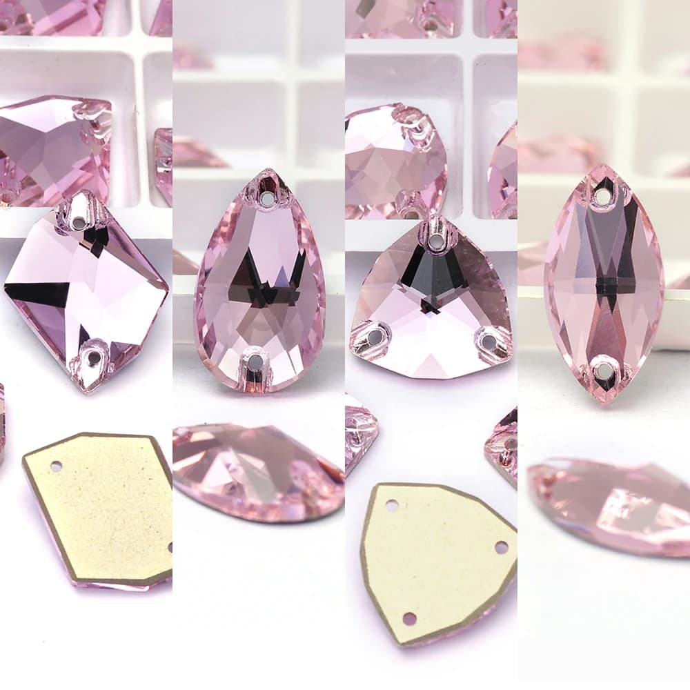 PUBRILEX Rosa chiara cucito strass di vetro parte posteriore piatta cucito fai da te artigianale di cristallo creazione di pietre diamantate per vestiti borse accessori