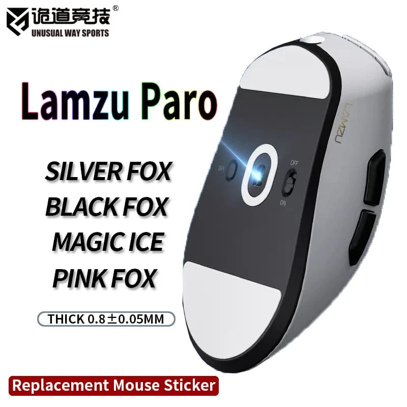 InsolitoWaySports Mouse Pattini Piedi Lamzu Paro Superficie curvata PTFE Anti collasso Magic Ice Silver Fox