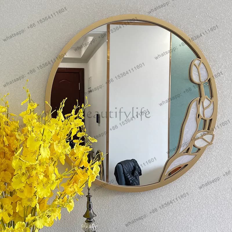 Specchio da bagno europeo antiappannante Specchio da trucco rotondo per WC con lampada antiappannante da appendere a parete