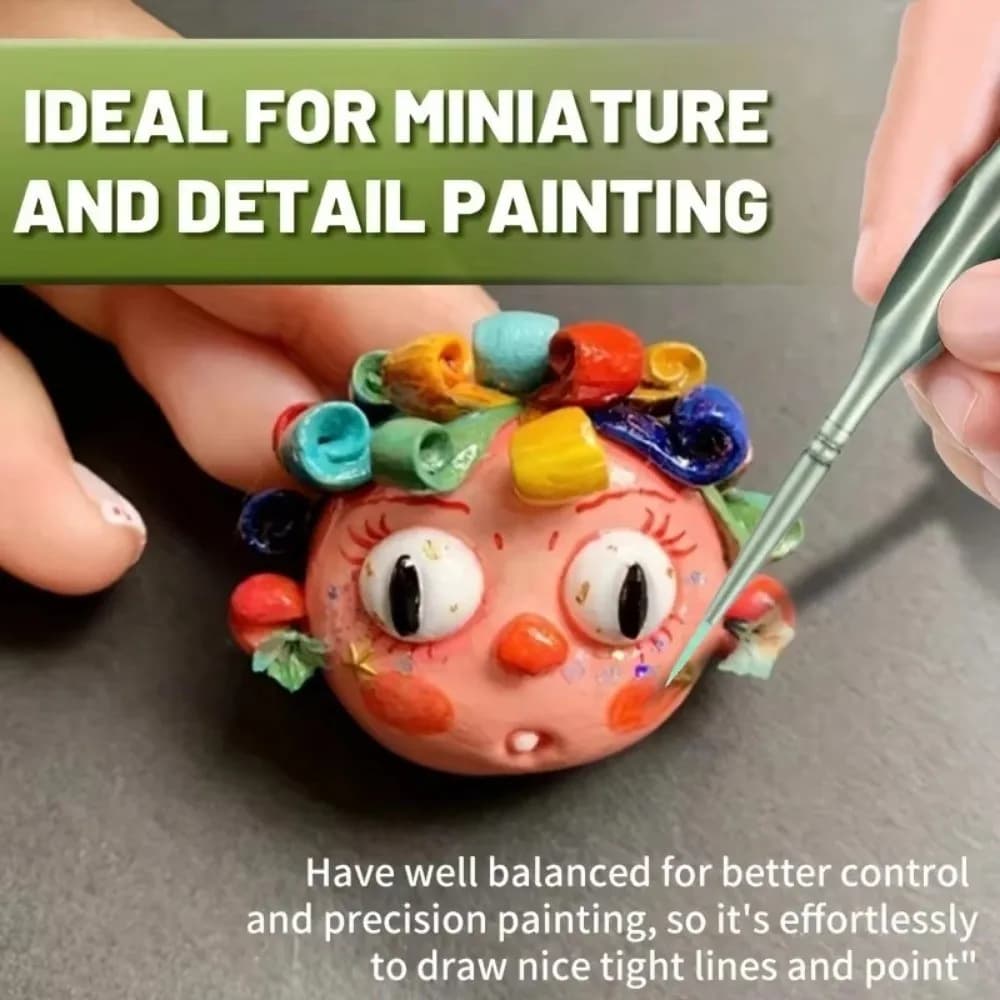 11pcs Acrylic Miniature Paint Brushes Watercolor with Triangular Handles Digital Oil Painting Pen High-Quality Nylon Wool