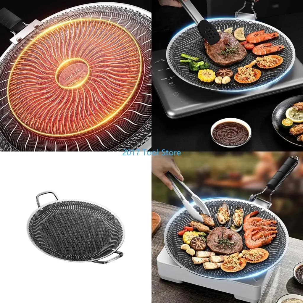 K92A Round Barbeque Glass Barbeque plate for induction, gas stove, electric hob