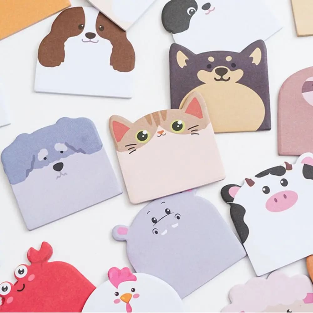 Blocco Note Adesivo a Forma di Cane e Gatto, 240 Fogli, per Studenti, Memo Pad Autoadesivo a Tema Animali, Blocco per Appunti a Forma di Animale