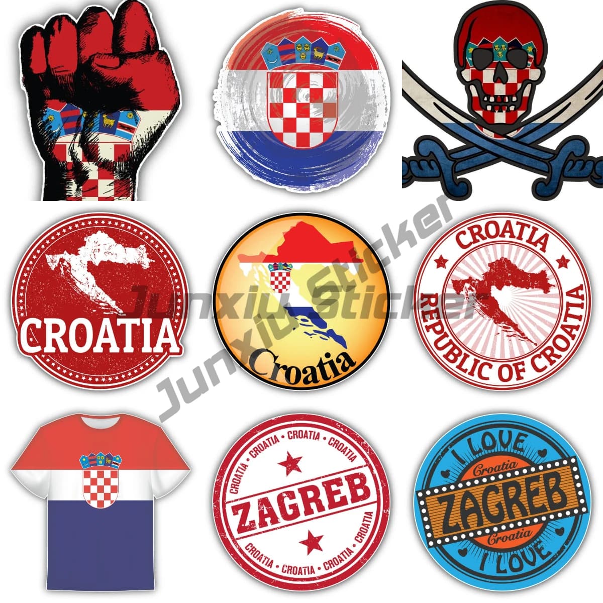 Decalcomanie creative della Croazia Adesivo per casco da parete per auto Decalcomanie per moto Adesivi per laptop Decalcomanie Bici da strada Bandiera della Croazia Decalcomania della Croazia