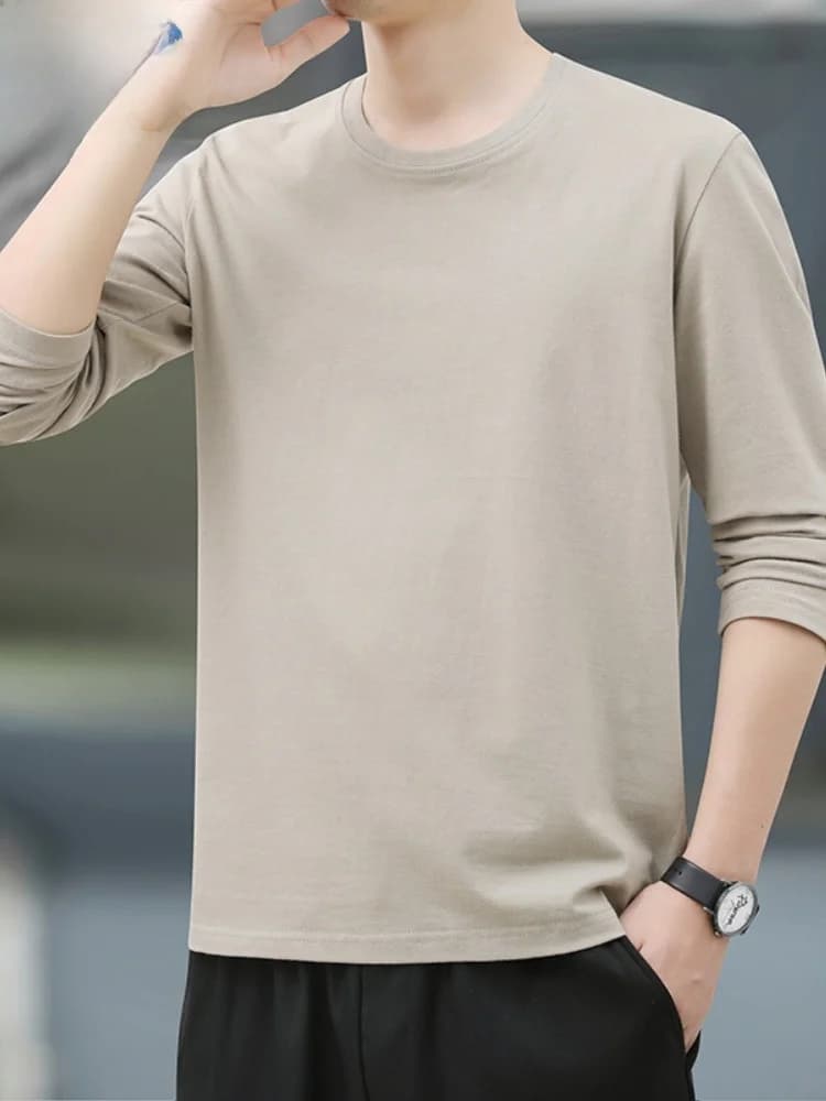 Paul New Men's Hoodie Spring Autumn Long Sleeve T-Shirt Fashionable Loose Simple mid Youths Color round Neck Urban Style