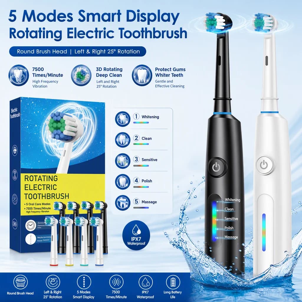 Spazzolino elettrico sonico intelligente per adulti, ricaricabile, completamente automatico, dispositivo per lo sbiancamento e la pulizia dei denti per studenti e uomini