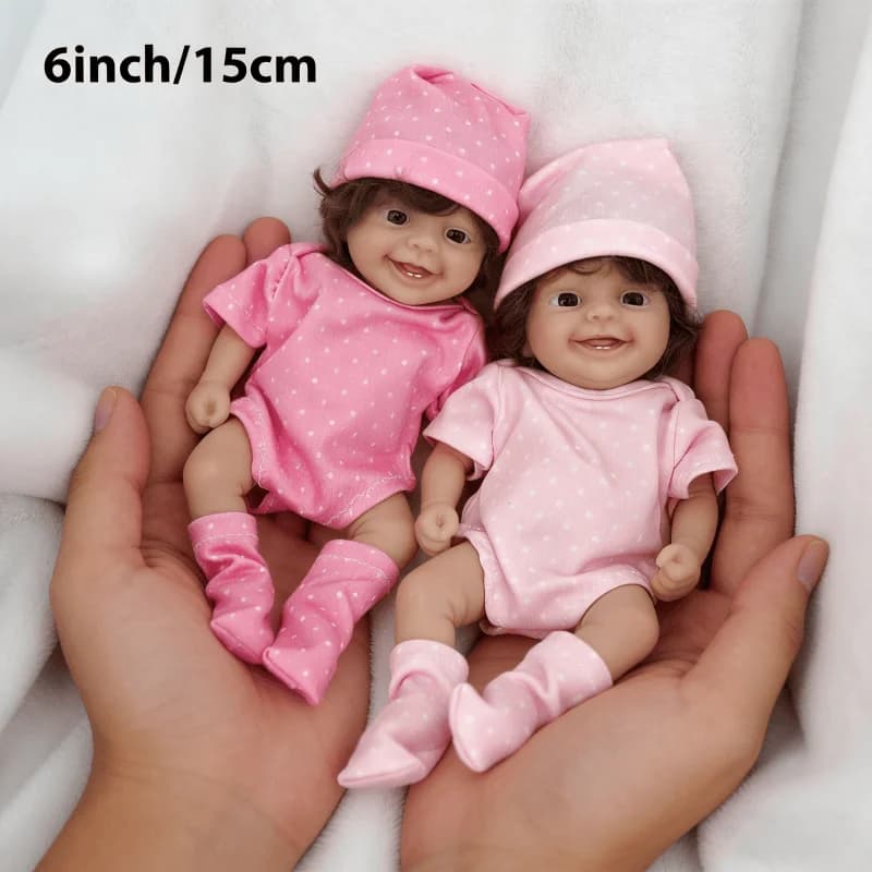 Bambola Reborn Mini Carina da 6 Pollici, Corpo Intero in Silicone, Bamboline Miniatura Fatte a Mano per Bambini, Regalo di Natale e Compleanno
