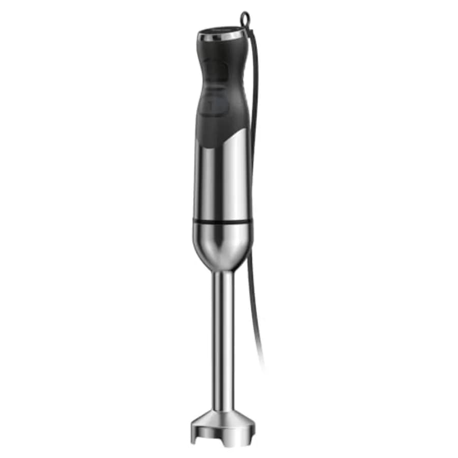 Frullatore a Immersione 1000W, 25 Velocità, in Acciaio Inox, con Cavo, Mixer Manuale con Motore Brushless in Rame Resistente, Argento