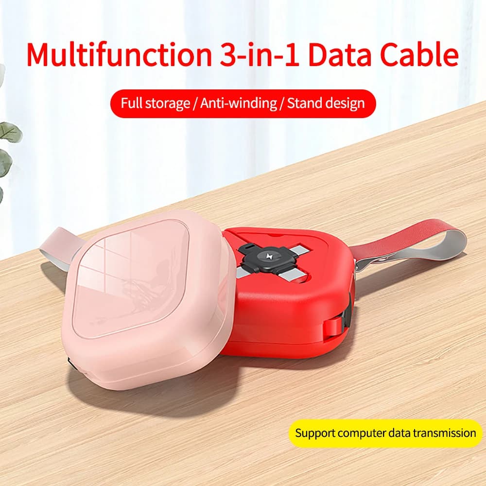 Cavo di ricarica micro USB retrattile USB tipo C 3 in 1 con supporto per telefono cellulare Cavo dati per caricabatterie portatile per iPhone 13 12 Pro