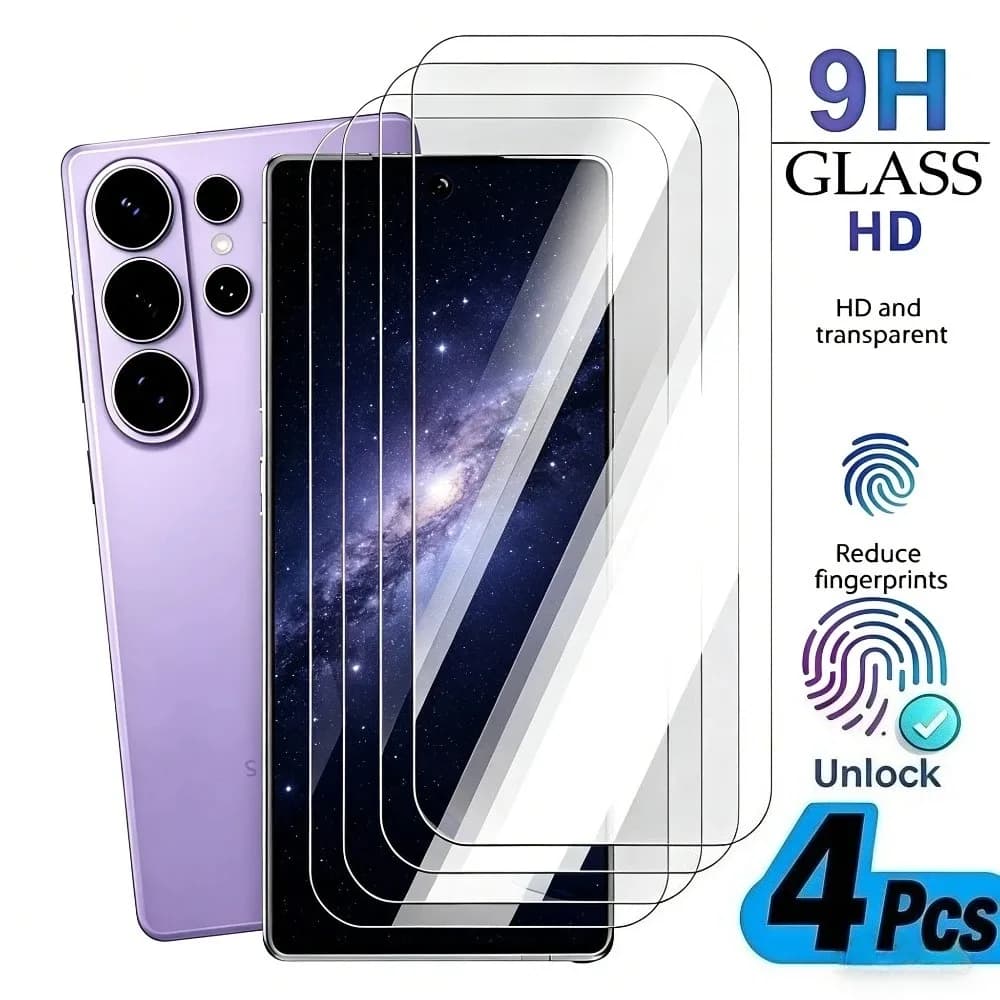 4 Pezzi di Vetro Temperato Ultra Trasparente per Samsung Galaxy S26/S25/S24/Ultra/S23/S22/S21/Plus/S25/S24/FE, Protezioni Schermo Anti-Graffio