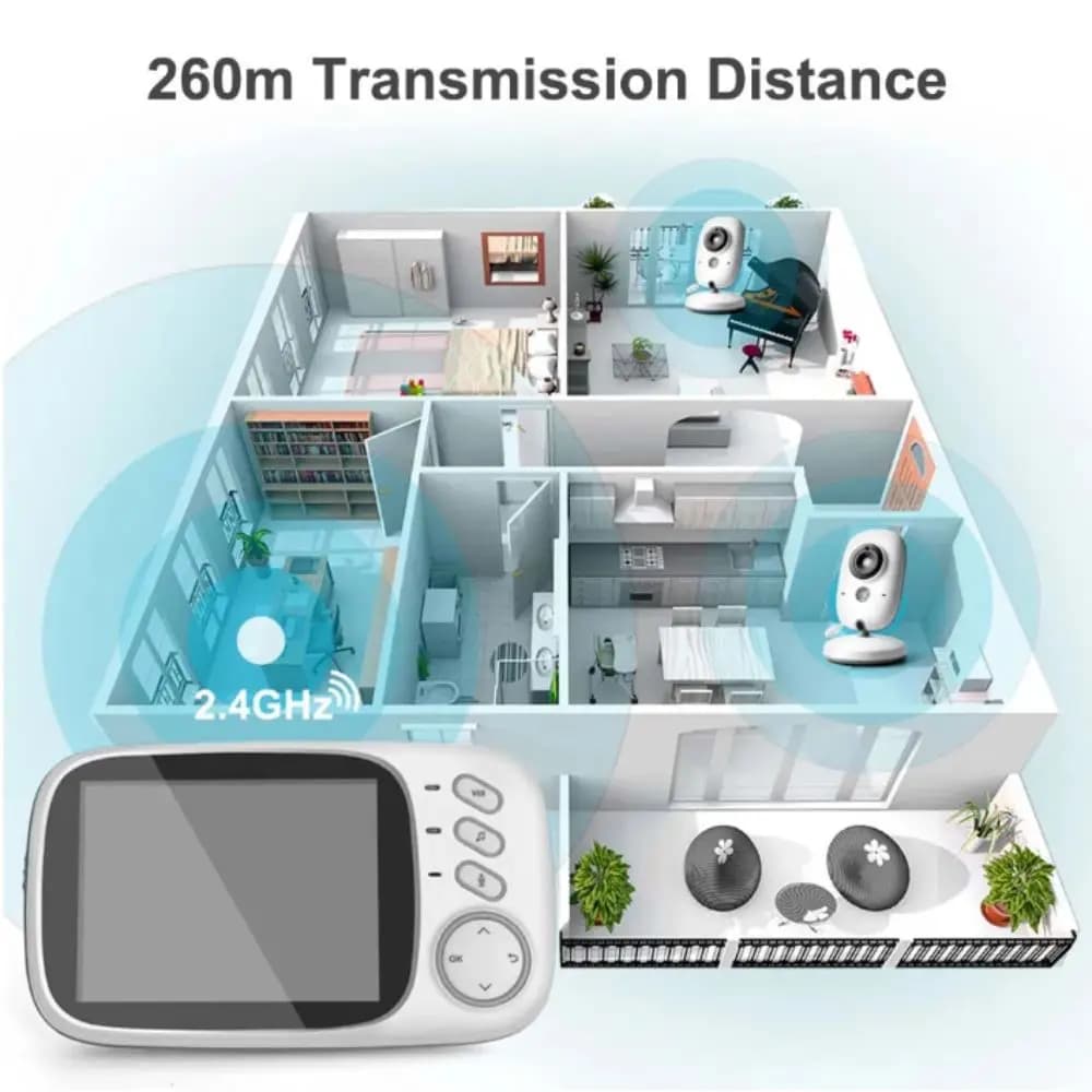 3.5-inch LCD ABM600 Baby Monitor 2 Way Audio Real-time Video 3.5-inch Baby Monitor Wireless Upgraded Camera