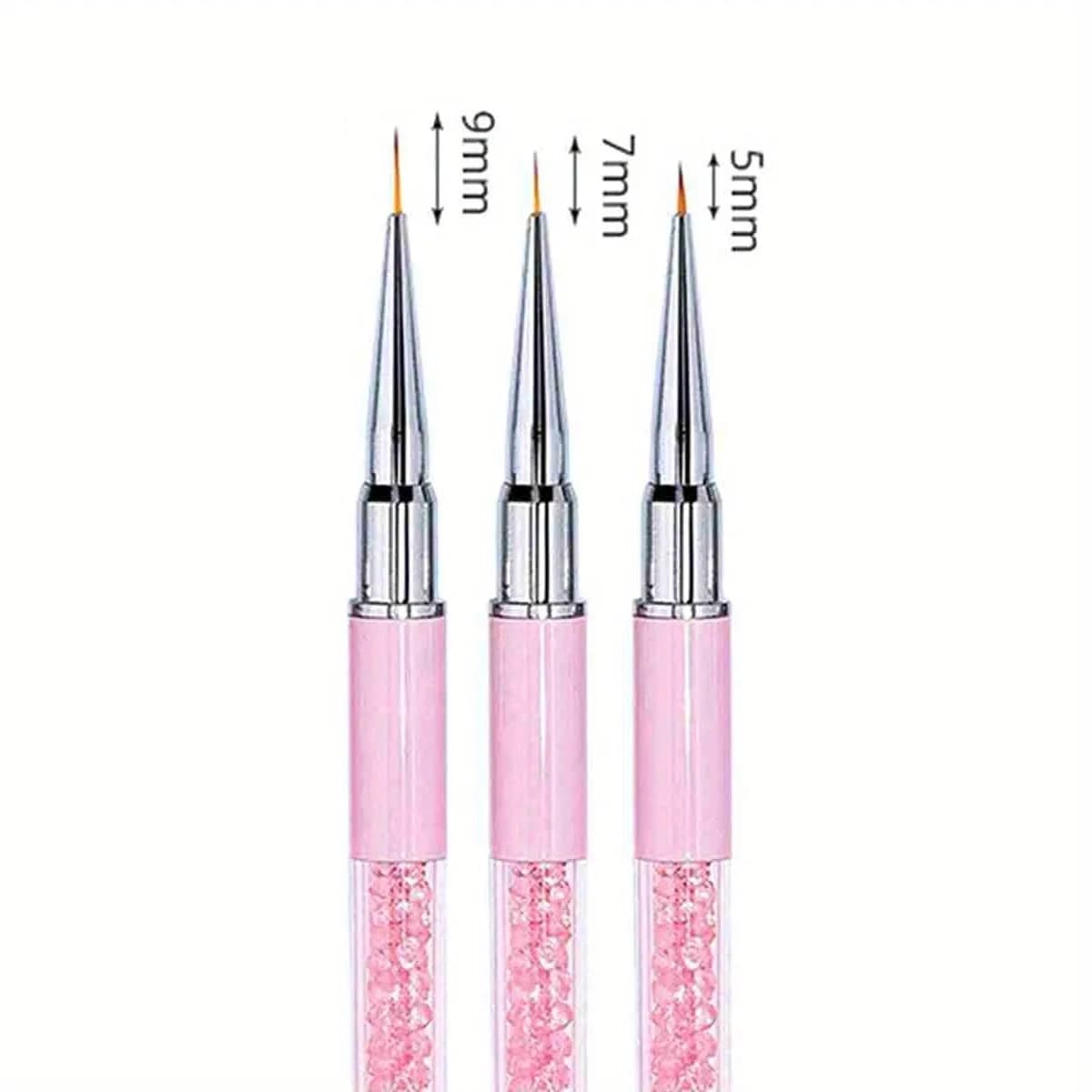 Pennelli per Nail Art da 5/7/9/11/13/15mm, Pennelli a Strisce per Dipingere Fiori, Pennelli per Estensione Gel UV Acrilico e Disegno 3D