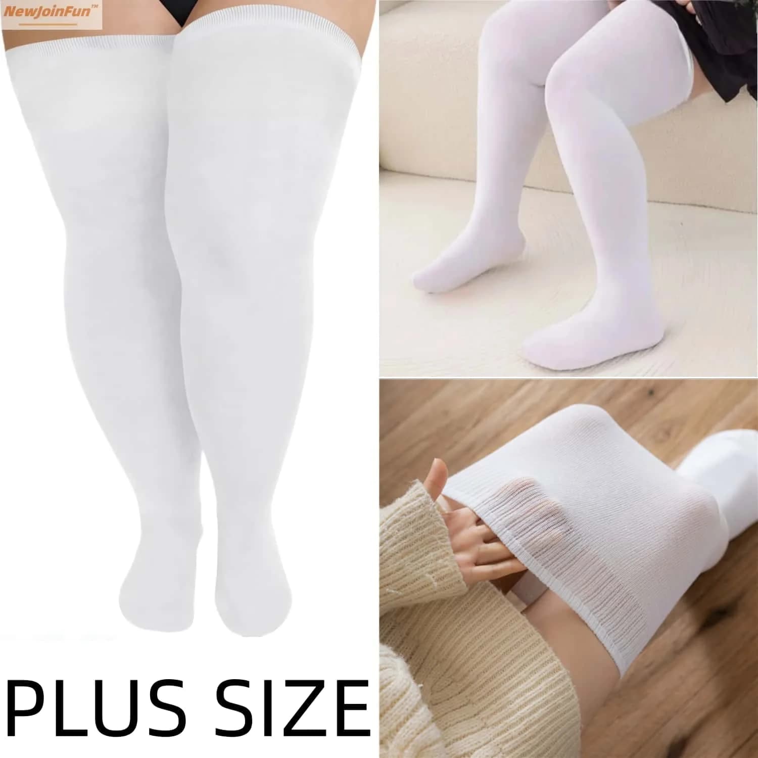 2026new Large Plus Size Thigh High Stockings White Black Striped Over Knee Long Boot Socks for Oversized Womens Thick Leg Warmer