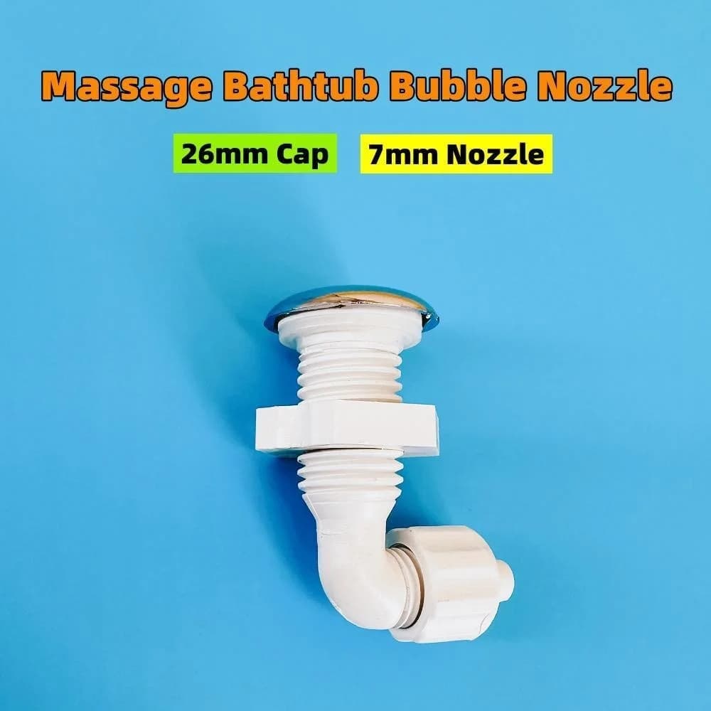 7 mm nozzle 26 mm bubble nozzle with lock nut Chrome chromed cap PVC base Air jet massage for hot tub Φ7 Bathroom accessories