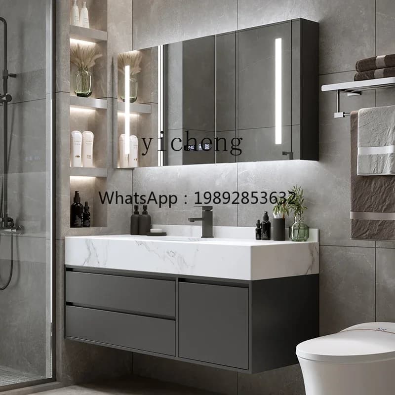 Mobile Bagno HYS con Lavabo in Ceramica, Combinazione Lavandino e Specchio Smart