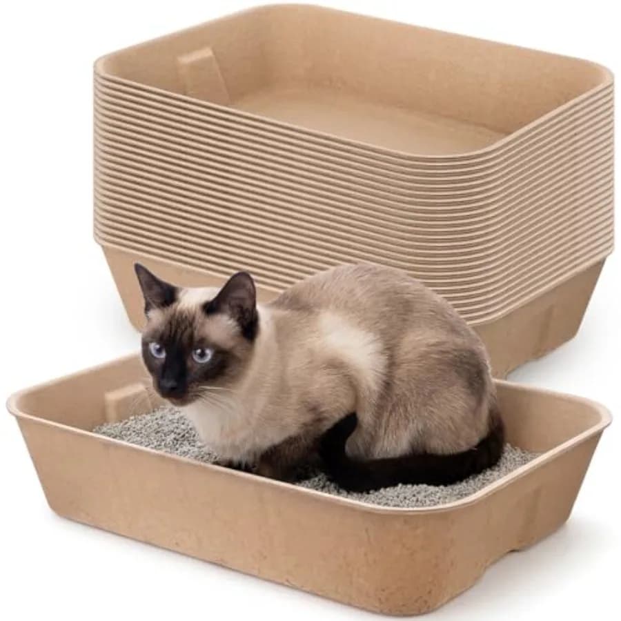 20 Pcs Disposable Litter Box Cat Tray Paper Kitty Travel Toilet 16 x 12.6 x 3.7 Inches for Home Travel Kitten Hamster Rabbit Gu