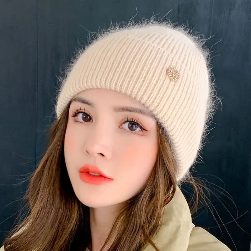 1pc Winter Warm Layer Knitted Beanie hat for Women,windproofPlain Color Multi-functional Accessories Headhat for Daillwear