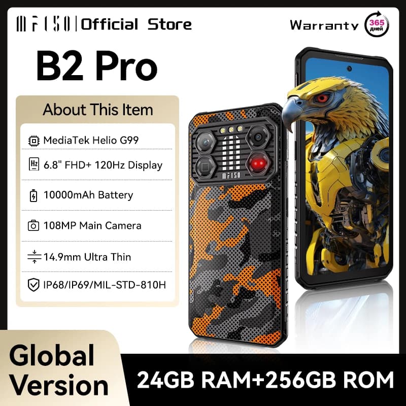 IIIF150 B2 Pro Robusto Smartphone Android Cellulare G99 120Hz 6.8 ''Schermo 24GB RAM 256GB ROM 108MP Fotocamera 10000mAh 30W Carica
