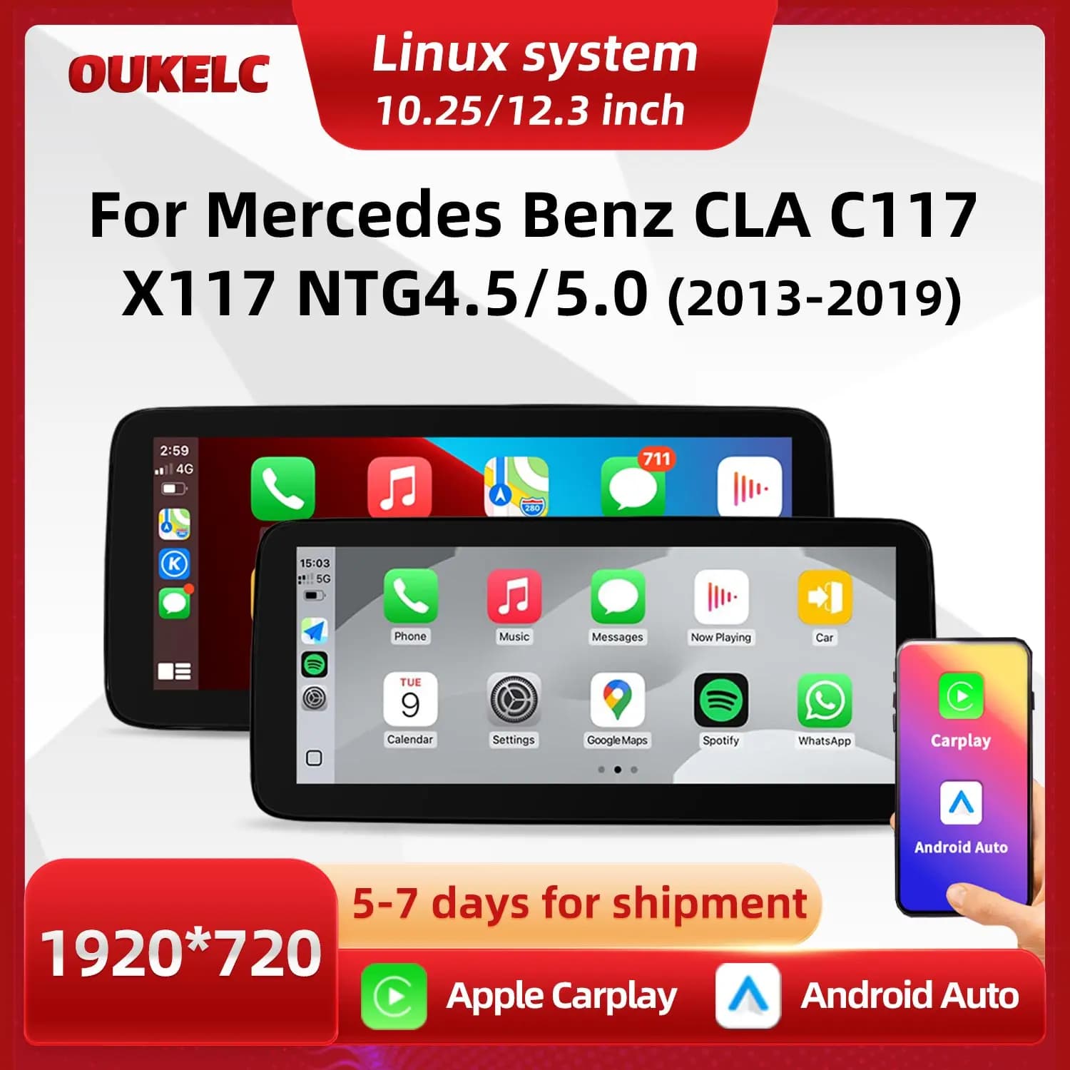 Lettore multimediale per Mercedes Benz CLA X117 C117 2013 2019 NTG4.5/5.0 Schermo per auto CarPlay Monitor Auto MEDIA Paly Siste