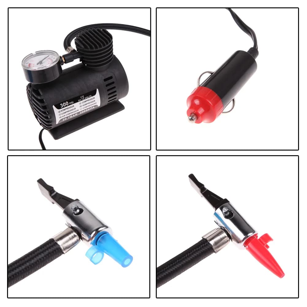 Pompa per Pneumatici Intelligente 12V con Manometro, Gonfiatore Elettrico per Auto, Moto e Biciclette