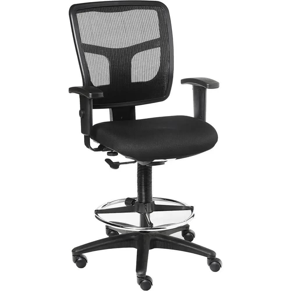 Ergonomic mesh office chair - Breathable seat, padded fabric, armrests and adjustable chrome footrest, ideal for optimal comfort