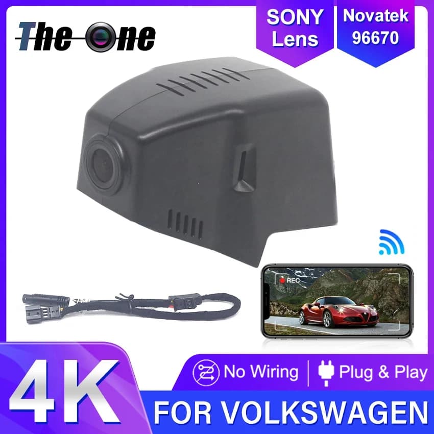 Easy to install 4K Dash Cam For Volkswagen VW 77mm Passat Touran Tayron Caddy Golf B8 CC Car Dvr Video Recorder,Dashcam 2160P