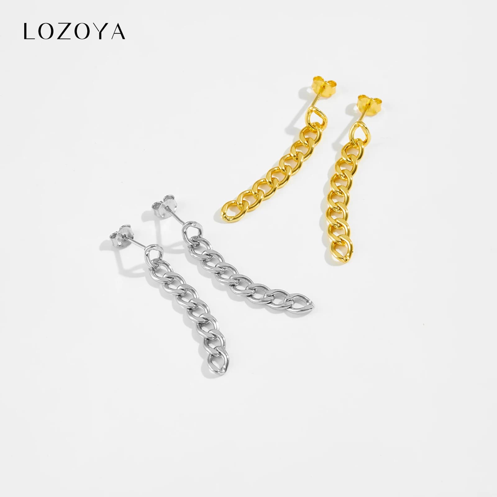 LOZOYA Orecchini Pendenti a Catena con Lucchetto in Argento Sterling 925, Lunghi 45mm, Stile Rock Punk 2026, Gioielli Eleganti da Donna, Idea Regalo