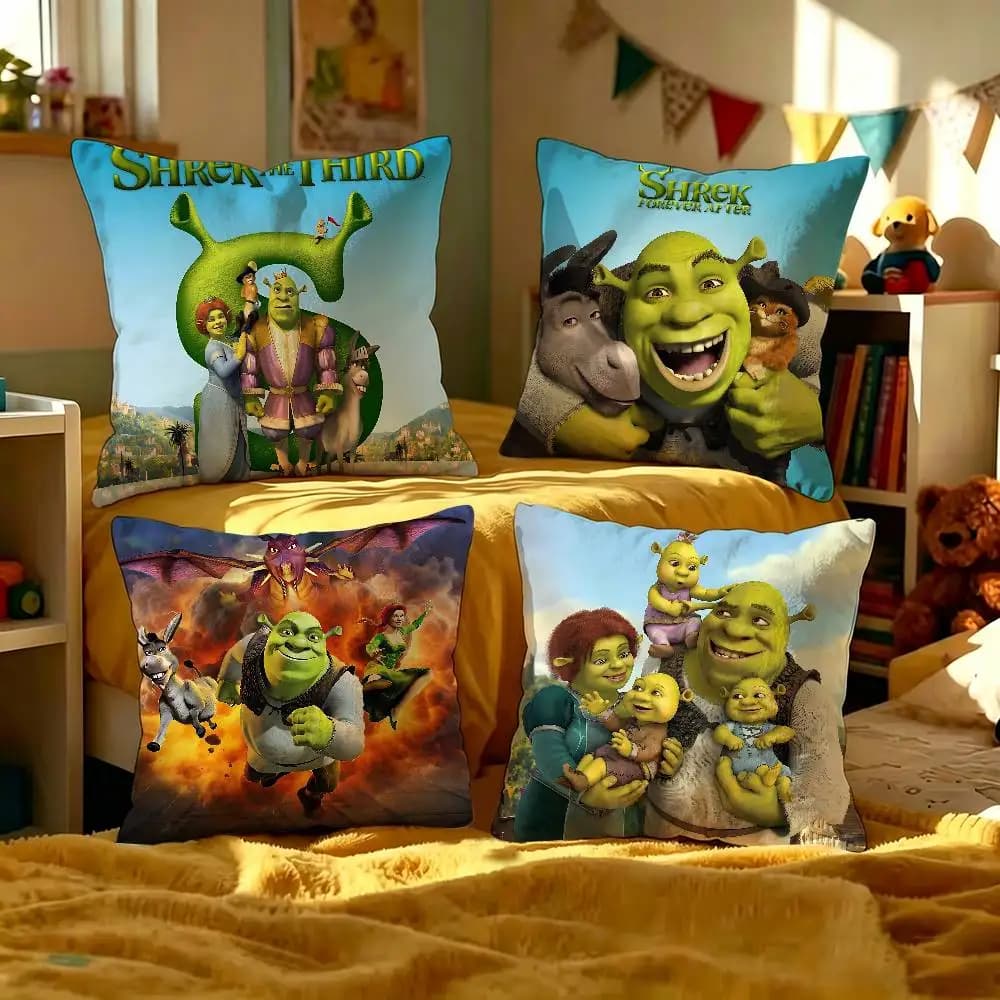 Cuscino S-Shrek Movie, regalo, decorazione per casa, ufficio, camera da letto, divano, auto, fodera per cuscino 45x45