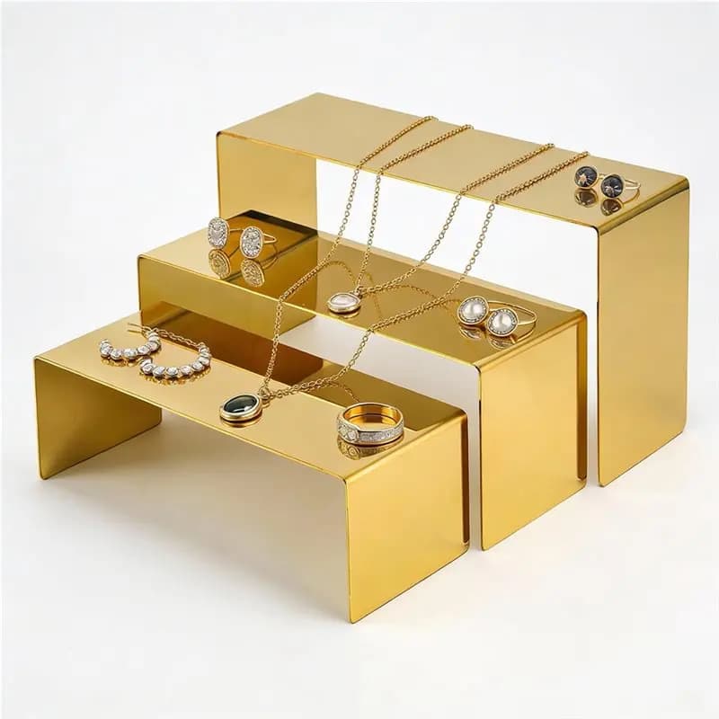 Set di 3 Espositori Professionali per Borse e Scarpe in Argento/Oro - Supporto per Esposizione di Borse, Portafogli e Scarpe