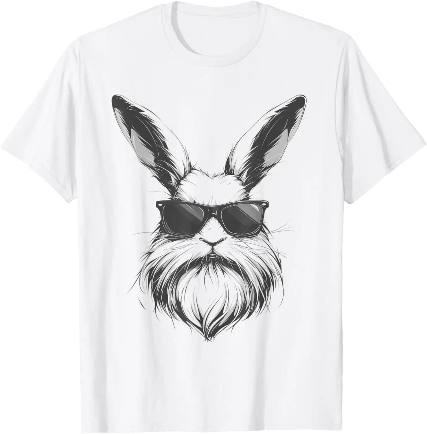 Beard Bunny Face With Sunglasses Easter Day 2024 Men Boy Kid T-Shirt Easter,Eggs,Cute,Easter Bunny,Funny,Vintage,Gaming,Egg Hunting