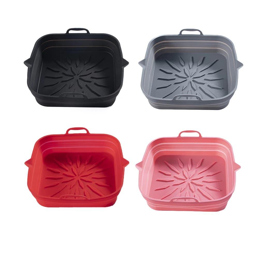 Foldable air fryer caps, square-shaped, for fried chicken basket, non-stick, high temperature resistant, multi-purpose kitchen tool