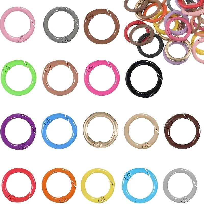 28pcs Colorful 25mm round Spring O-Ring for Jewelry-Making Keychains Wholesale Wallet & Handbag Accessories DIY Handicrafts