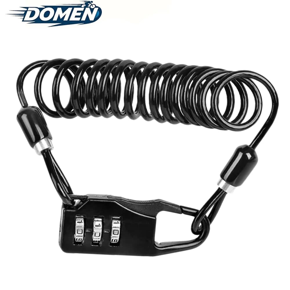 DOMEN Lucchetto antifurto per bicicletta Moto portatile Password a tre cifre Lucchetto per casco Cavo metallico per bici Lucchetto per casco Accessori per bici